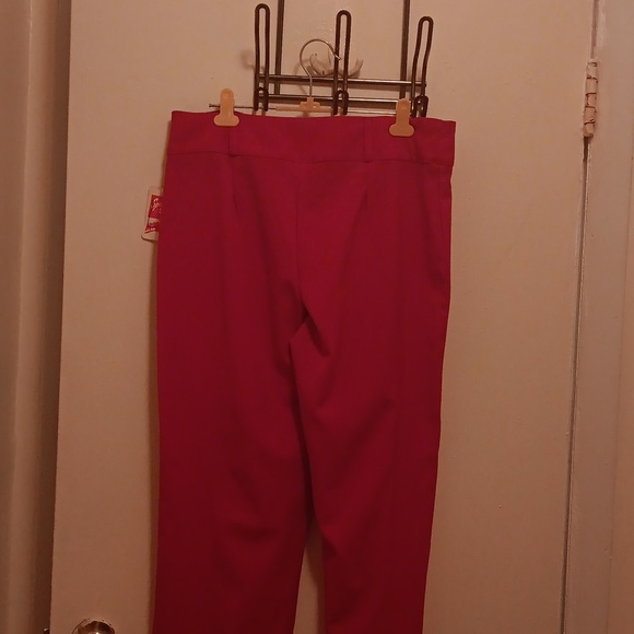 WOMENS RED MID WAIST SLACKS - Picture 5 of 5